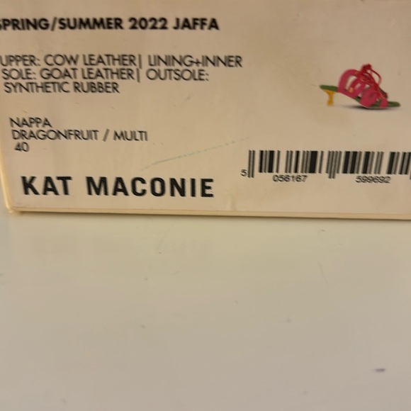 Iconic Kat Maconie pink and green Nappa leather Sandals with 2” heels. - Picture 10 of 10